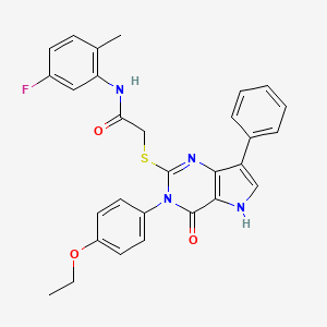 molecular formula C29H25FN4O3S B2445908 2-((3-(4-ethoxyphenyl)-4-oxo-7-phenyl-4,5-dihydro-3H-pyrrolo[3,2-d]pyrimidin-2-yl)thio)-N-(5-fluoro-2-methylphenyl)acetamide CAS No. 1794887-45-8