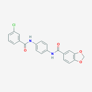molecular formula C21H15ClN2O4 B244591 N-{4-[(3-chlorobenzoyl)amino]phenyl}-1,3-benzodioxole-5-carboxamide 