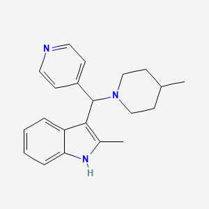 molecular formula C21H25N3 B2445913 2-甲基-3-((4-甲基哌啶-1-基)(吡啶-4-基)甲基)-1H-吲哚 CAS No. 622796-26-3