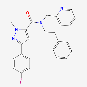 molecular formula C25H23FN4O B2445914 3-(4-fluorophenyl)-1-methyl-N-phenethyl-N-(pyridin-2-ylmethyl)-1H-pyrazole-5-carboxamide CAS No. 1396762-02-9
