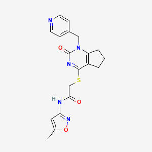 molecular formula C19H19N5O3S B2445933 N-(5-methylisoxazol-3-yl)-2-((2-oxo-1-(pyridin-4-ylmethyl)-2,5,6,7-tetrahydro-1H-cyclopenta[d]pyrimidin-4-yl)thio)acetamide CAS No. 932962-11-3