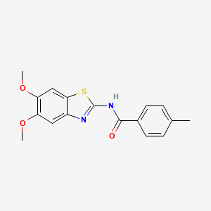 molecular formula C17H16N2O3S B2445942 N-(5,6-二甲氧基-1,3-苯并噻唑-2-基)-4-甲基苯甲酰胺 CAS No. 895435-01-5