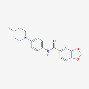 molecular formula C20H22N2O3 B244595 N-[4-(4-methylpiperidin-1-yl)phenyl]-1,3-benzodioxole-5-carboxamide 