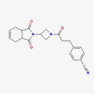 molecular formula C21H21N3O3 B2445958 4-(3-(3-(1,3-dioxo-3a,4,7,7a-tetrahydro-1H-isoindol-2(3H)-yl)azetidin-1-yl)-3-oxopropyl)benzonitrile CAS No. 1903298-05-4