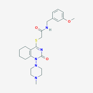 molecular formula C23H31N5O3S B2445963 N-(3-methoxybenzyl)-2-((1-(4-methylpiperazin-1-yl)-2-oxo-1,2,5,6,7,8-hexahydroquinazolin-4-yl)thio)acetamide CAS No. 899951-52-1