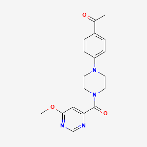 molecular formula C18H20N4O3 B2445970 1-(4-(4-(6-Methoxypyrimidine-4-carbonyl)piperazin-1-yl)phenyl)ethanone CAS No. 2034282-31-8