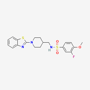 molecular formula C20H22FN3O3S2 B2445981 N-((1-(苯并[d]噻唑-2-基)哌啶-4-基)甲基)-3-氟-4-甲氧基苯磺酰胺 CAS No. 1797057-66-9