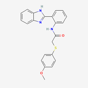 molecular formula C22H19N3O2S B2445990 N-(2-(1H-苯并[d]咪唑-2-基)苯基)-2-((4-甲氧基苯基)硫代)乙酰胺 CAS No. 941901-36-6