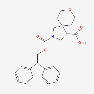 molecular formula C24H25NO5 B2446007 2-{[(9H-fluoren-9-yl)methoxy]carbonyl}-8-oxa-2-azaspiro[4.5]decane-4-carboxylic acid CAS No. 2155855-03-9