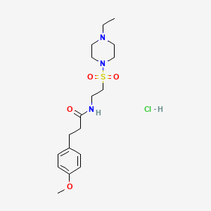 molecular formula C18H30ClN3O4S B2446008 N-(2-((4-ethylpiperazin-1-yl)sulfonyl)ethyl)-3-(4-methoxyphenyl)propanamide hydrochloride CAS No. 1330300-43-0