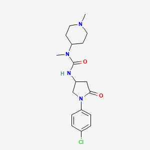 molecular formula C18H25ClN4O2 B2446013 3-(1-(4-氯苯基)-5-氧代吡咯烷-3-基)-1-甲基-1-(1-甲基哌啶-4-基)脲 CAS No. 887212-58-0