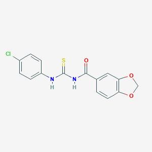 molecular formula C15H11ClN2O3S B244602 N-[(4-chlorophenyl)carbamothioyl]-1,3-benzodioxole-5-carboxamide 