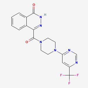 molecular formula C18H15F3N6O2 B2446029 4-(4-(6-(trifluoromethyl)pyrimidin-4-yl)piperazine-1-carbonyl)phthalazin-1(2H)-one CAS No. 2034262-73-0