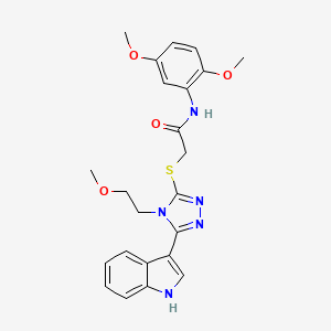 molecular formula C23H25N5O4S B2446034 2-((5-(1H-indol-3-yl)-4-(2-methoxyethyl)-4H-1,2,4-triazol-3-yl)thio)-N-(2,5-dimethoxyphenyl)acetamide CAS No. 852144-81-1