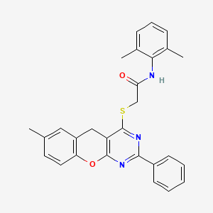 N-(2,6-Dimethylphenyl)-2-({7-methyl-2-phenyl-5H-chromeno[2,3-D]pyrimidin-4-YL}sulfanyl)acetamide