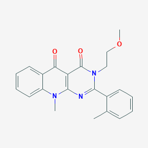 molecular formula C22H21N3O3 B2446044 3-(2-methoxyethyl)-10-methyl-2-(o-tolyl)pyrimido[4,5-b]quinoline-4,5(3H,10H)-dione CAS No. 883957-06-0