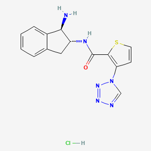 N-[(1R,2R)-1-Amino-2,3-dihydro-1H-inden-2-yl]-3-(tetrazol-1-yl)thiophene-2-carboxamide;hydrochloride