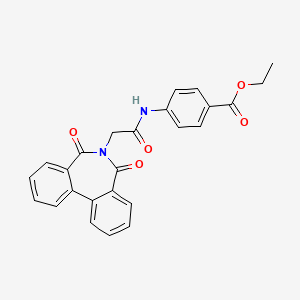 molecular formula C25H20N2O5 B2446050 ethyl 4-(2-(5,7-dioxo-5H-dibenzo[c,e]azepin-6(7H)-yl)acetamido)benzoate CAS No. 159046-24-9