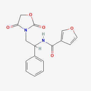 molecular formula C16H14N2O5 B2446067 N-(2-(2,4-二氧代恶唑烷-3-基)-1-苯乙基)呋喃-3-甲酰胺 CAS No. 2034546-51-3
