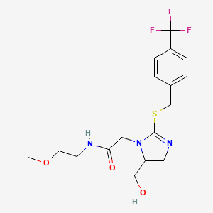 2-(5-(hydroxymethyl)-2-((4-(trifluoromethyl)benzyl)thio)-1H-imidazol-1-yl)-N-(2-methoxyethyl)acetamide