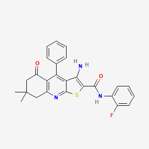 3-amino-N-(2-fluorophenyl)-7,7-dimethyl-5-oxo-4-phenyl-5,6,7,8-tetrahydrothieno[2,3-b]quinoline-2-carboxamide