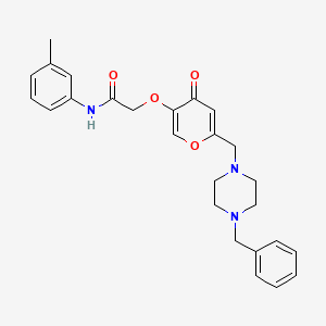 molecular formula C26H29N3O4 B2446093 2-((6-((4-benzylpiperazin-1-yl)methyl)-4-oxo-4H-pyran-3-yl)oxy)-N-(m-tolyl)acetamide CAS No. 898455-90-8