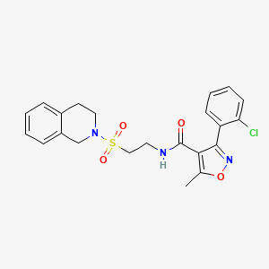 molecular formula C22H22ClN3O4S B2446095 3-(2-氯苯基)-N-(2-((3,4-二氢异喹啉-2(1H)-基)磺酰基)乙基)-5-甲基异恶唑-4-甲酰胺 CAS No. 922087-83-0