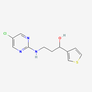 molecular formula C11H12ClN3OS B2446096 3-[(5-Chloropyrimidin-2-yl)amino]-1-thiophen-3-ylpropan-1-ol CAS No. 2380009-13-0
