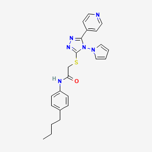 molecular formula C23H24N6OS B2446099 N-(4-butylphenyl)-2-{[5-(pyridin-4-yl)-4-(1H-pyrrol-1-yl)-4H-1,2,4-triazol-3-yl]sulfanyl}acetamide CAS No. 898352-00-6