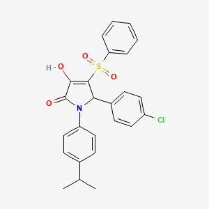 molecular formula C25H22ClNO4S B2446100 5-(4-chlorophenyl)-3-hydroxy-1-(4-isopropylphenyl)-4-(phenylsulfonyl)-1H-pyrrol-2(5H)-one CAS No. 1358622-41-9