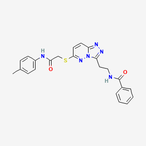 molecular formula C23H22N6O2S B2446101 N-(2-(6-((2-oxo-2-(对甲苯基氨基)乙基)硫代)-[1,2,4]三唑并[4,3-b]哒嗪-3-基)乙基)苯甲酰胺 CAS No. 872988-37-9