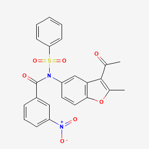 N-(3-acetyl-2-methyl-1-benzofuran-5-yl)-N-(benzenesulfonyl)-3-nitrobenzamide