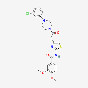 molecular formula C24H25ClN4O4S B2446108 N-(4-{2-[4-(3-chlorophenyl)piperazin-1-yl]-2-oxoethyl}-1,3-thiazol-2-yl)-3,4-dimethoxybenzamide CAS No. 1005308-12-2