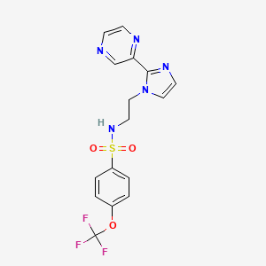 molecular formula C16H14F3N5O3S B2446122 N-(2-(2-(pyrazin-2-yl)-1H-imidazol-1-yl)ethyl)-4-(trifluoromethoxy)benzenesulfonamide CAS No. 2034477-73-9