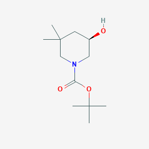 molecular formula C12H23NO3 B2446125 1-Piperidinecarboxylic acid, 5-hydroxy-3,3-dimethyl-, 1,1-dimethylethyl esteR, (5R)- CAS No. 1189570-45-3