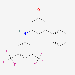 molecular formula C20H15F6NO B2446126 3-{[3,5-双(三氟甲基)苯基]氨基}-5-苯基环己-2-烯-1-酮 CAS No. 946386-77-2