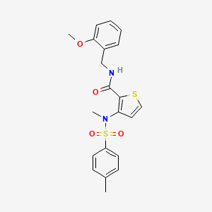 molecular formula C21H22N2O4S2 B2446131 N-[(2-methoxyphenyl)methyl]-3-(N-methyl4-methylbenzenesulfonamido)thiophene-2-carboxamide CAS No. 1115933-51-1