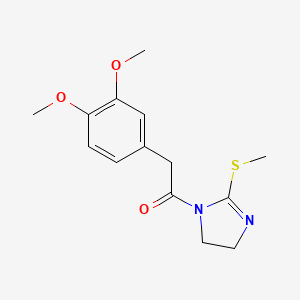 molecular formula C14H18N2O3S B2446145 2-(3,4-二甲氧基苯基)-1-(2-(甲硫基)-4,5-二氢-1H-咪唑-1-基)乙酮 CAS No. 851863-49-5