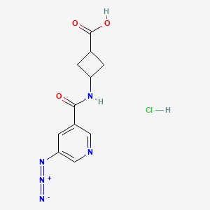 molecular formula C11H12ClN5O3 B2446157 3-[(5-Azidopyridine-3-carbonyl)amino]cyclobutane-1-carboxylic acid;hydrochloride CAS No. 2173637-67-5
