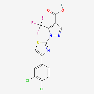 molecular formula C14H6Cl2F3N3O2S B2446159 1-[4-(3,4-dichlorophenyl)-1,3-thiazol-2-yl]-5-(trifluoromethyl)-1H-pyrazole-4-carboxylic acid CAS No. 955976-66-6