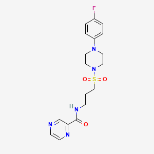 molecular formula C18H22FN5O3S B2446173 N-(3-((4-(4-fluorophenyl)piperazin-1-yl)sulfonyl)propyl)pyrazine-2-carboxamide CAS No. 1021265-44-0