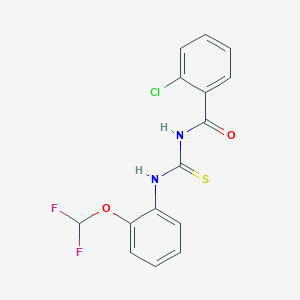 molecular formula C15H11ClF2N2O2S B244618 2-chloro-N-{[2-(difluoromethoxy)phenyl]carbamothioyl}benzamide 
