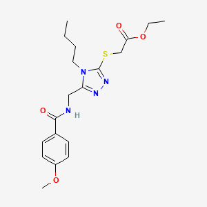 molecular formula C19H26N4O4S B2446185 2-((4-丁基-5-((4-甲氧基苯甲酰胺)甲基)-4H-1,2,4-三唑-3-基)硫代)乙酸乙酯 CAS No. 476449-19-1