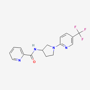 molecular formula C16H15F3N4O B2446187 N-(1-(5-(trifluoromethyl)pyridin-2-yl)pyrrolidin-3-yl)picolinamide CAS No. 1798030-29-1