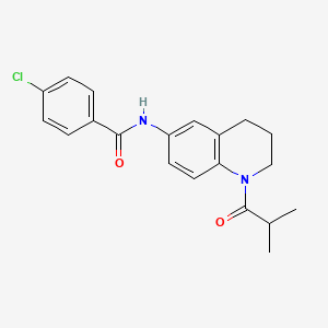 molecular formula C20H21ClN2O2 B2446206 4-chloro-N-(1-isobutyryl-1,2,3,4-tetrahydroquinolin-6-yl)benzamide CAS No. 942005-91-6