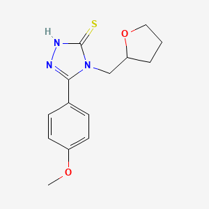 molecular formula C14H17N3O2S B2446207 5-(4-methoxyphenyl)-4-(oxolan-2-ylmethyl)-4H-1,2,4-triazole-3-thiol CAS No. 380574-72-1