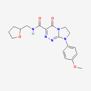molecular formula C18H21N5O4 B2446211 8-(4-methoxyphenyl)-4-oxo-N-((tetrahydrofuran-2-yl)methyl)-4,6,7,8-tetrahydroimidazo[2,1-c][1,2,4]triazine-3-carboxamide CAS No. 946279-80-7