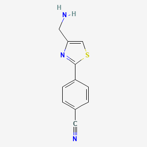molecular formula C11H9N3S B2446212 4-[4-(氨甲基)-1,3-噻唑-2-基]苯甲腈 CAS No. 873009-63-3