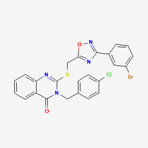 molecular formula C24H16BrClN4O2S B2446221 2-(((3-(3-bromophenyl)-1,2,4-oxadiazol-5-yl)methyl)thio)-3-(4-chlorobenzyl)quinazolin-4(3H)-one CAS No. 2034591-54-1