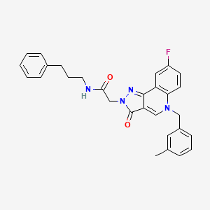 molecular formula C29H27FN4O2 B2446225 2-(8-fluoro-5-(3-methylbenzyl)-3-oxo-3,5-dihydro-2H-pyrazolo[4,3-c]quinolin-2-yl)-N-(3-phenylpropyl)acetamide CAS No. 931737-45-0